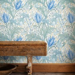 Lent Lily Wallpaper Cornflower Blue