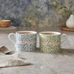 Love is Enough Set of 2 Mugs, Thyme/Parchment & China Blue Thyme/Parchment & China Blue