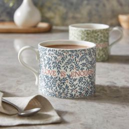 Love is Enough Set of 2 Mugs, Thyme/Parchment & China Blue Thyme/Parchment & China Blue