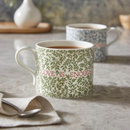 Love is Enough Set of 2 Mugs, Thyme/Parchment & China Blue Thyme/Parchment & China Blue