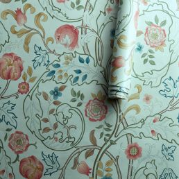 Mary Isobel Wallpaper Silk Blue/Pink