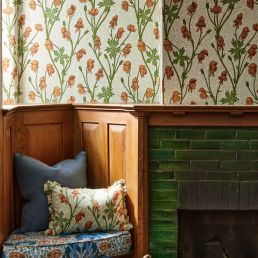 Monkshood Wallpaper Tangerine/Sage