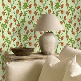 Monkshood Wallpaper Tangerine/Sage