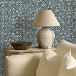 Morris Bellflowers Wallpaper Indigo/Linen