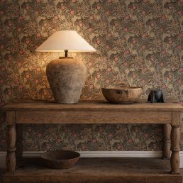 Morris Seaweed Wallpaper Ebony/Poppy