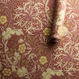 Morris Seaweed Wallpaper Red/Gold