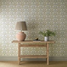 Oak & Blossom Wallpaper Mineral Blue/Linen