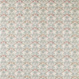 Oak & Blossom Fabric Umber/Mineral Blue