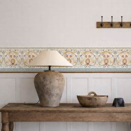 Ornamental Frieze Wallpaper Linen/Woad