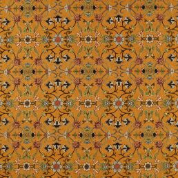 Persian Scroll Embroidery Fabric Ochre