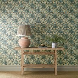 Persian Tulip Wallpaper Teal