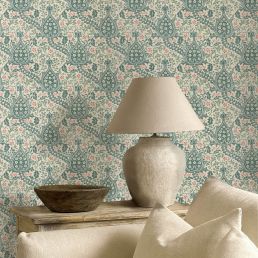 Persian Tulip Wallpaper Teal