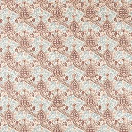 Persian Tulip Fabric Umber/Mineral Blue