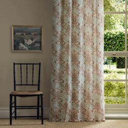 Persian Tulip Fabric Umber/Mineral Blue