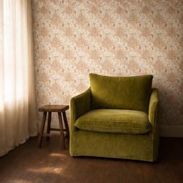 Persian Tulip Wallpaper Umber/Mineral Blue