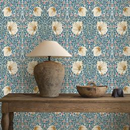 Pimpernel Wallpaper Woad/Coral
