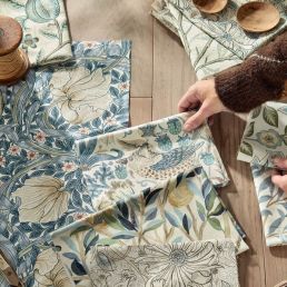 Pimpernel Wide Width Fabric Light Blue/Coral