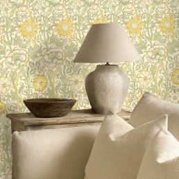 Pink & Rose Wallpaper Cowslip/Fennel