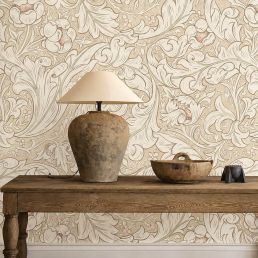 Pure Bachelors Button Wallpaper Linen/Coral
