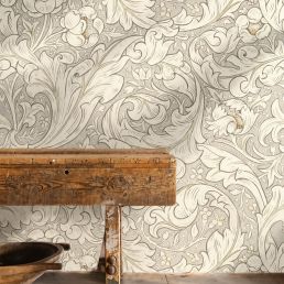 Pure Bachelors Button Wallpaper Stone/Linen