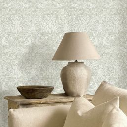 Pure Dove & Rose Wallpaper Grey Blue
