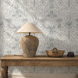 Pure Honeysuckle & Tulip Wallpaper Cloud Grey