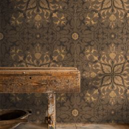 Pure Net Ceiling Wallpaper Charcoal/Gold
