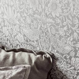 Pure Strawberry Thief Wallpaper Oyster/Chalk