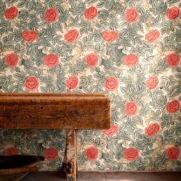 Rambling Rose Wallpaper Emery Blue/Spring Thicket