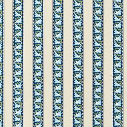 Red Car Stripe Fabric Indigo/Linen