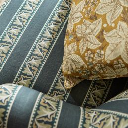 Red Car Stripe Fabric Forest/Linen