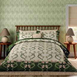 Scrolling Carnation Bedding Set, Olive and Ivory Olive and Ivory