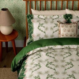 Scrolling Carnation Bedding Set, Olive and Ivory Olive and Ivory