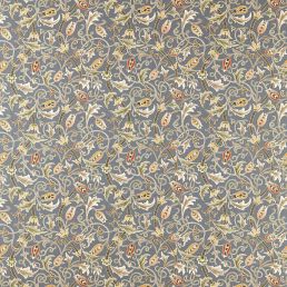 Scrolling Tulip Fabric Slate/Apricot