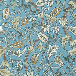 Scrolling Tulip Wallpaper Woad/Thyme