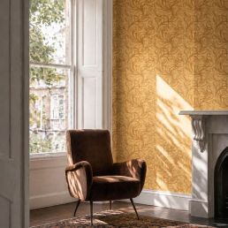 Snake & Tulip Wallpaper Antique Gold