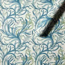 Snake & Tulip Wallpaper Toile Blue
