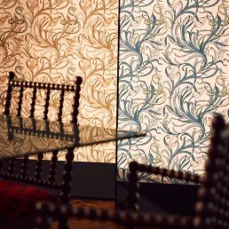 Snake & Tulip Wallpaper Toile Blue