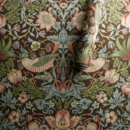 Strawberry Thief Wallpaper Chocolate/Slate