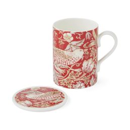 Strawberry Thief Mug & Coaster Set, Indian Red Indian Red