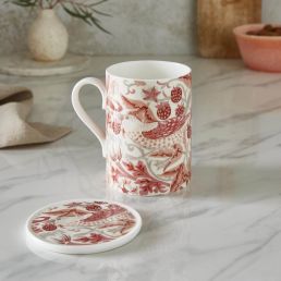 Strawberry Thief Mug & Coaster Set, Madder Madder