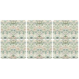 Strawberry Thief Placemats Set of 6, Green Green
