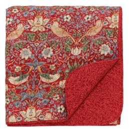 Strawberry Thief Quilted Throw, Crimson Crimson