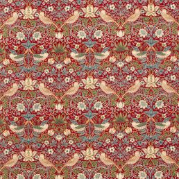 Strawberry Thief Velvet Fabric Crimson/Slate
