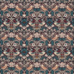 Strawberry Thief Velvet Fabric Mulberry/Slate