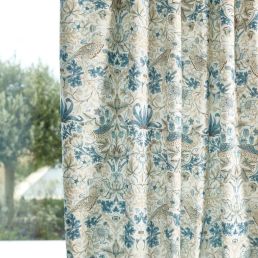 Strawberry Thief Wide Width Fabric Mineral Blue/Linen