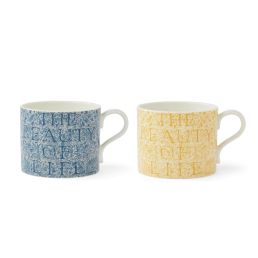 The Beauty of Life Set of 2 Mugs, Sunflower/Indigo Sunflower/Indigo
