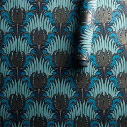 Tulip & Bird Wallpaper Opal & Seafoam
