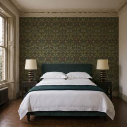 Voysey's Damask Wallpaper Indigo/Acanthus