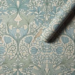 Voysey's Damask Wallpaper Seafoam Blue